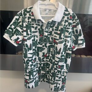 Lacoste Green and White Graphic Polo Shirt 12(152cm/60inch) excellent condition